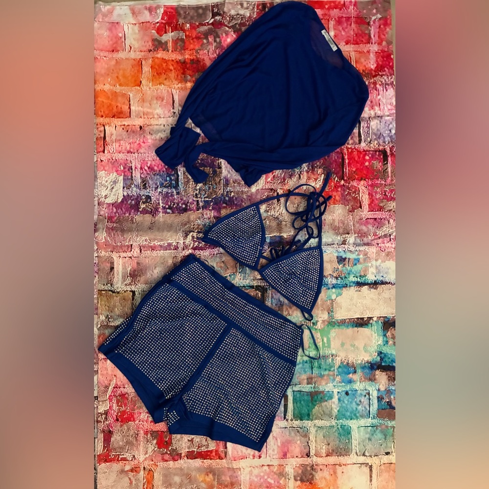 Banjul Blue Bikini with Textural Detailing